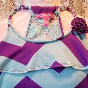 Girls Cherry Stix Chevron Dress